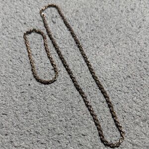 Elegant Italian Sterling Silver Rope Chain Necklace and Bracelet Set. (3)
